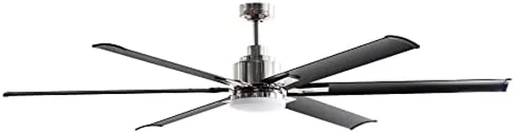 Parrot Uncle Ceiling Fans with Lights and Remote 72 Inch Large Ceiling Fan for Living Room Shop Garage Porch Outdoor Ceiling Fans, LED Light and Fan, DC Motor Reversible 6 Blades, Brushed Chrome