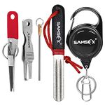 SAMSFX 5PCS Fishing Tool Kit, Knot Tying Tool, Hook Sharpener, Split Rings Opener, Upper Bait Aid Tools and Fly Fishing Retractors, Fishing Gifts for Men