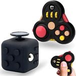 Steemjoey 2 Pieces Anti-Stress Cube Toy Fidget Toys Cube Toys Set, Fidget Pad Controller, Gift Relieves Stress and Anxiety Toy for ADD ADHD Autism Children and Adults (Black)