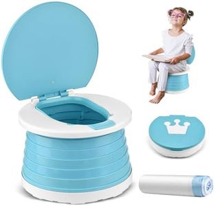 Portable Potty for Toddler Travel Foldable Potty Seat for Toddler Training Toilet for Kids Boys Girls Car Potty On The Go Potty Travel Potty Chair for Camping Park Indoor/Outdoor -15PCS Cleaning Bags