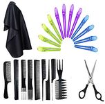 DEXO Professional Salon Combo Kits Set of 23 Pcs, Hair Cutting Apron Sheet, Hairdressing Comb set and Section Clip With Scissor For Home and Salon For Man And Woman Use Hair Styling Accessories Tool