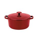 Cuisinart Enameled Cast Iron Dutch Oven, 5-Quart Casserole Pot with Lid, Comfortable Handles, Stovetop, Oven and Broiler Safe, Red (CI650-25CRC)