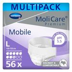 MoliCare Premium Mobile Disposable Pull Up Pants: Discreet Use for Woman and Men with Incontinence; 8 Drops, Size L, Pack of 56