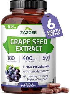 Zazzee High Strength Grape Seed 50:1 Extract, 20,000 mg Strength, 180 Vegan Capsules, 95% Polyphenols, 400 mg per Capsule, 6 Month Supply, Standardized 50X Extract, Non-GMO, Made in The USA
