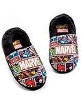 Marvel Avengers Slippers for Boys Girls | Kids Comic House Shoes | Captain America Iron Man Spider-Man Merchandise Gifts for Him | Foam Slip On Loafers Black