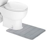 Colorxy Memory Foam Bath Mat - Soft & Absorbent Bathroom Toilet Bath Rugs U-Shaped Non Slip Commode Contour Rug, 20" X 24" U (Grey)