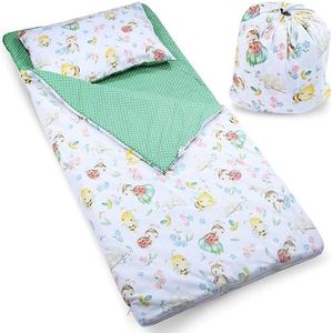PinkZebra Sac de Couchage Couverture pour Enfant de 140 x 75 cm + taie d'oreiller de 60 x 40 cm pour Filles et garçons, en Coton avec Double Fermeture éclair, Sac, Motif Coccinelle