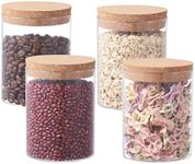 ORNAMI Airtight Glass Pantry Storage Canister Jar with Cork Stopper Lid | BPA-Free, Clear Kitchen Storage Jar (4, 0.8L)