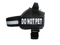 DO NOT PET Dog Vest Harness with Removable Patches and Reflective Trim. Comes with 2 DO NOT PET Reflective Removable Patches. Please Measure Dogs Girth Before Purchase