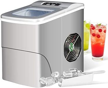 Jodoao 2.2L Ice Makers Machine Countertop Commercial Home, 9 Ice Cubes Made in 6 Minutes, S/L Sizes, Automatic Alarm Prompt, Sliver