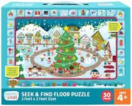 Chuckle & Roar Preschool Puzzles - Large Kids Floor Puzzle - Christmas Village Seek & Find - 50 Piece Giant 3ft x 2ft Ages 4+
