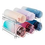 Lifewit Stackable Water Bottle Organiser for Cabinet, Freezer, Pantry - Plastic Bottle Holder Wine Rack for Kitchen Countertop Storage, Cupboard, Office - Pack of 2, Each Rack Holds 3 Containers