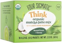 Four Sigmatic Matcha Latte | Mushroom Matcha Packets | Ceremonial Grade Matcha, Lion's Mane, Maitake & Moringa | 20mg Caffeine | 0.21 Ounce | Pack of 10