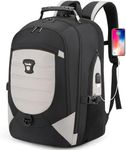 Tzowla Travel Laptop Backpack for Men&Women,17.3"Computer Water Resistant Anti Theft TSA Friendly Backpacks with Lock and USB Charging Port,College Business Work Hiking Bookbag Daypack,Light Grey