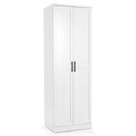 COSTWAY Wooden Storage Cabinet, Freestanding Tall Cupboard Sideboard with 2 Doors & Adjustable Shelves, High Utility Cabinet for Living Room, Bedroom, Kitchen and Hallway, 59 x 42 x 177cm (White)