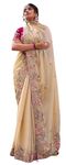 flysta Fashion Womens Saree Pure Soft Zimmy Cho With Embroidery Multi Treads Coding & Sequins Work & Fancy CutWork Saree