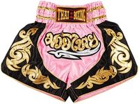 MUAY NATION Muay Thai Shorts for Men Women Slim Cut MMA Boxing Shorts Training Kickboxing Clothing Martial Arts Trunks (L, Pink)