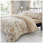 GC GAVENO CAVAILIA King Size Duvet Cover With Pillow Cases | Polycotton Quilt Bed Set | Flower Bedding Set King Size| Natural