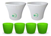 OSHIGREENS Oshi Greens Flower Pots Combo of 2 pc 10" and 4 Pc Table Top Planters 5.5"