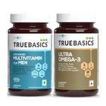 TrueBasics Advanced Multivitamin For Men (30 Tablets) & Ultra Omega 3 Fish Oil (30 Capsules) | Combo Pack