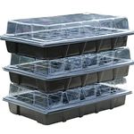 Seed Tray Propagator Kit 120 Cells, 40 Cells per Tray Clear Lids, Plant Germination, Windowsill Greenhouse Starter Plastic Grow Trays (3 Seed Trays)