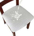 Genina Waterproof Seat Covers for Dining Room Chairs Covers Dining Chair seat Covers Kitchen Chair Covers slipcovers (White, 6 Pcs)