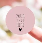 Personalised your text here stickers for wedding stationery | custom named favour/favor printed round sticker colours pink purple black red green navy light blue cream (Dusky Pink)