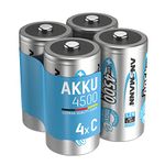 ANSMANN C Size Batteries [Pack of 4] Long Lasting Precharged Rechargeable C Type 4500 mAh NiMH MaxE Pro Battery For Flashlights, Operating Machines, Toys, LED Torch Lights