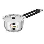 CAMRO Induction Bottom Deep Sauce Pan with Lid 15 No, 4.4 Liters | Steel Tea Pan | Milk Pan | Milk Boiling Pot Sauce pan for Boiling Tea | Induction Base | Gas Stove Compatible | 6 Years Warranty