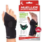 MUELLER Sports Medicine Green Fitted Wrist Brace, Wrist Pain Relief Support for Men and Women, Ideal for Carpal Tunnel, Tendinitis, Arthritis, Fits Left or Right Hand, Black, One Size