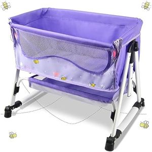 Anivia Doll Bed Furniture 2 Function Toy, Doll Bed and Doll Swings Together for 18 inches Baby Dolls, Baby Doll Crib with Bottom Tray Purple