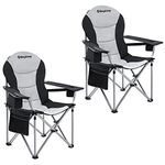 KingCamp XL Heavy Duty camping chairs set of 2 for Large People with Lumbar Back Support 350 LBS High Back Camping Chairs for Adults with Cooler Bag and Armrest for Outdoor Garden Picnic