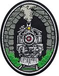 Steam Train Coming Through Tunnel - 3.5" Embroidered Iron on Patch