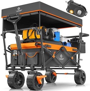 KESSER® GT9000 Chariot pliable avec toit | Chariot de transport 2 x système de harnais à trois points | Pneus en caoutchouc dur jusqu'à 100 kg | Freins avant et arrière | Avec serrure et sac de