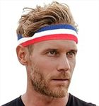 Sports Sweatband Headband Wristband Set - Terry Cloth Headbands for Men & Women, Head & Wrist Sweat Bands for Tennis, Sports, Basketball, Gym, Exercise - USA