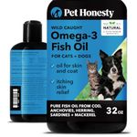 PetHonesty Omega 3 Fish Oil Supplement for Dogs & Cats (32oz), Wild Caught Omega 3 Fish Oil for Skin and Coat Health, Supports Shedding, Skin & Coat, Immunity, Joint, Brain & Heart, EPA + DHA