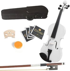 Mendini 16-Inch MA-White Solid Wood Viola with Case, Bow, Rosin, Bridge and Strings