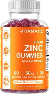 Vitamatic Zinc 50mg Gummies - 60 Vegan Gummies - Gluten Free - Healthy Immune Support for Adults, Men, Women