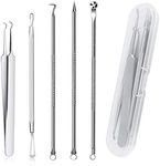 GeekerChip Blackhead Remover, Comedone Squeezer Set, Double-Sided Blackhead Remover Made of Stainless Steel, Acne, Whiteheads, Blackhead Remover Kit with Transparent Box for All Skin Types