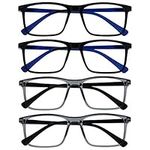 Opulize Ink 4 Pack Reading Glasses Large Black Grey Mens Womens Spring Hinges RRRR4-1177 +1.50