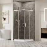 ACE DECOR Corner Shower Enclosure, 36" D x 36" W x 72" H, 1/4" (6mm) Clear SGCC Tempered Glass, Double Sliding Shower Door in Brushed Nickel Finish, Framed Glass Corner Shower Doors