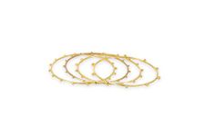 JWELCART Womens Tiny Ball Design Minimum Thin Wire 925 Sterling Silver Handmade Bangle in 18k Gold Plated (Set of 2 Piece) (2.5)