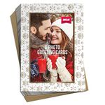 Shot2go Pack of 6 Christmas Photo Cards Gold Snowflake - Each Holds One 4x6" Photo