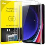 JETech Screen Protector for Samsung Galaxy Tab S9 11-Inch and Galaxy Tab S9 FE 10.9-Inch, with Easy Installation Frame, Tempered Glass Film, HD Clear, 2-Pack