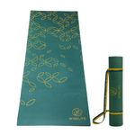 WiseLife Printed Yoga Mat + Yoga strap (TPE Material 6mm Extra thick Extra long and wide Exercise mat for workout, fitness, yoga and pilates) (Royal Green)