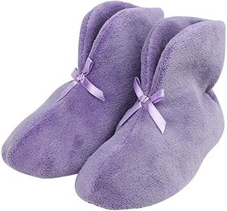 Forfoot Slipper Boots, Women's Winter House Slippers Cold Weather Soft Cozy Indoor Home Casual Ankle Purple Slipper Booties Fluffy Bedroom Boots US 9.5