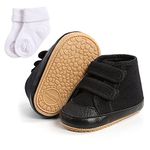 Sehfupoye Baby Boys Girls Sneakers First Walking Shoes Infant Anti-Slip Corduroy Shoes Toddler Soft Sneakers for 12-18M with Sock Black