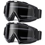 MAMBAOUT Adult Dirt Bike Goggles, 2-Pack ATV Motorcycle Goggles for Men & Women, Wide Vision Riding Off-Road Goggles