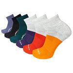 Merrell Men's and Women's Recycled Cushioned Quarter Socks 6 Pair Pack - Arch Support Band and Moisture Management, Gray Assorted, Small-Medium