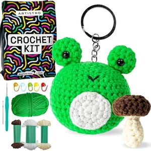 ARTISTRO Crochet Kit for Beginners – All-Included Knitting Kit with 30% Extra Yarn, Beginner Crochet Kit for Adults & Kids with Tutorials – Knitting & Crochet Supplies for Making Crochet Animals